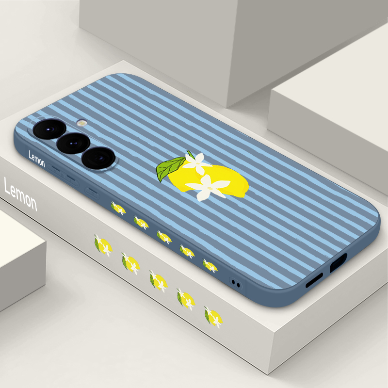 Samsung Galaxy A55 - 스트라이프 레몬 프린트 TPU 폰 케이스
